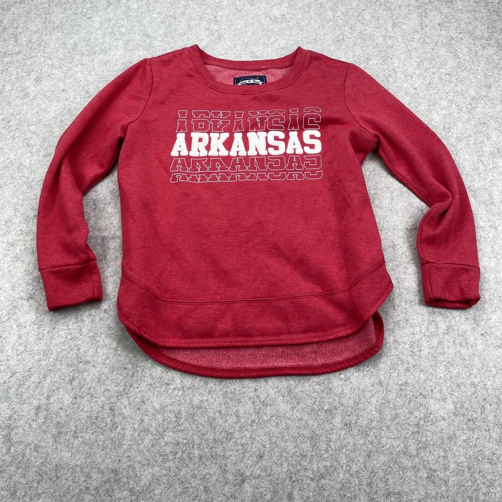 State Of Mine Sweatshirt Womens Small Red Arkansas Fleece Pullover Logo Graphic